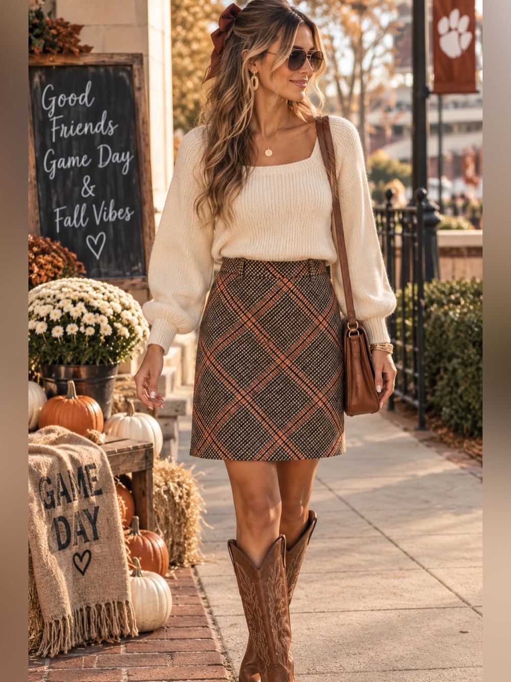 Game Day Ready Plaid Midi Pencil Skirt - Vintage‎ 90s Corporate Chic Sz 8